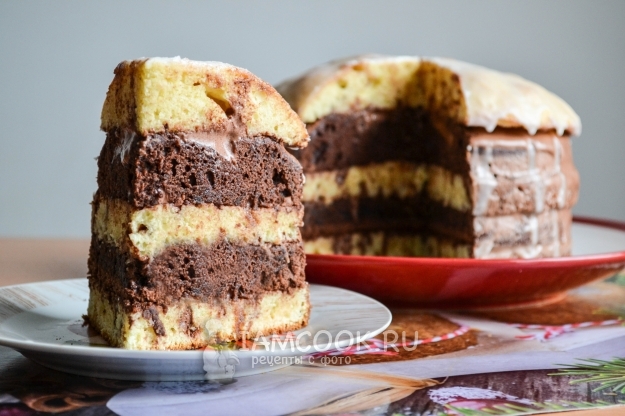 Готовый торт «Зебра» на сметане