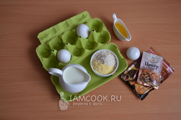 Ингредиенты для блинов из теста на молоке с яйцами