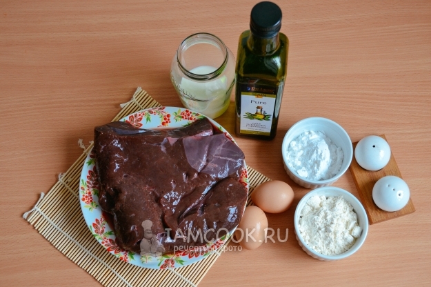 Ингредиенты для печеночных блинов из говяжьей печени