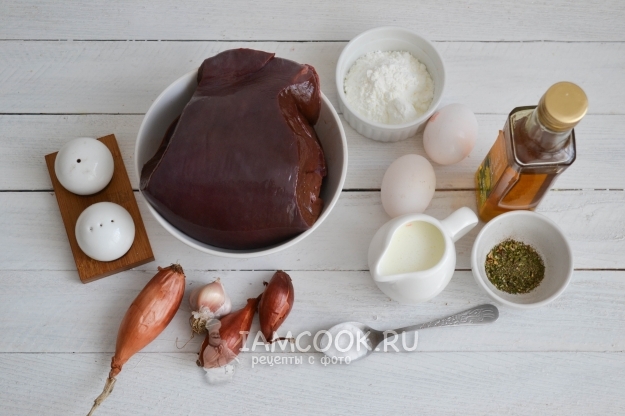 Ингредиенты для печеночников из говяжьей печени