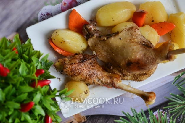 Фото гуся кусочками с картошкой в духовке