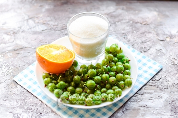 Ингредиенты для компота из крыжовника с апельсином