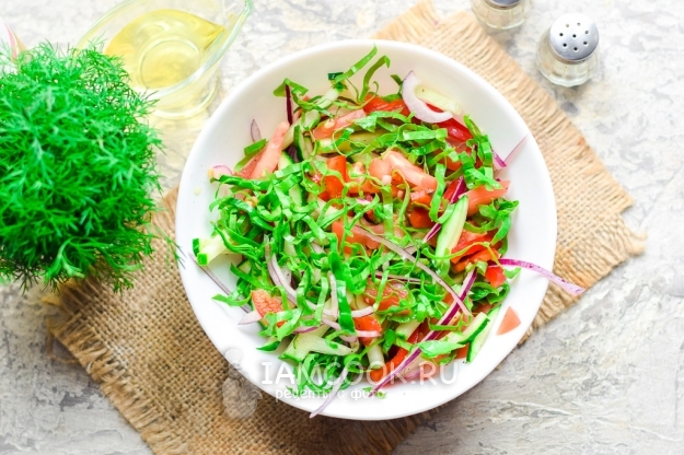 Фото салата из щавеля и свежих овощей