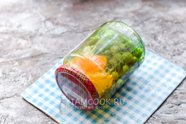 Фото компота из крыжовника с апельсином