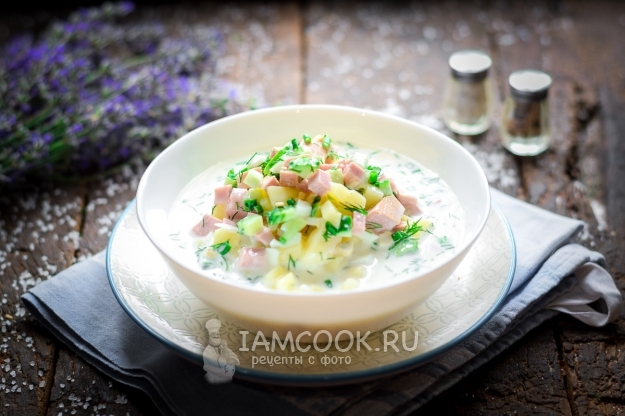 Рецепт окрошки с колбасой на воде