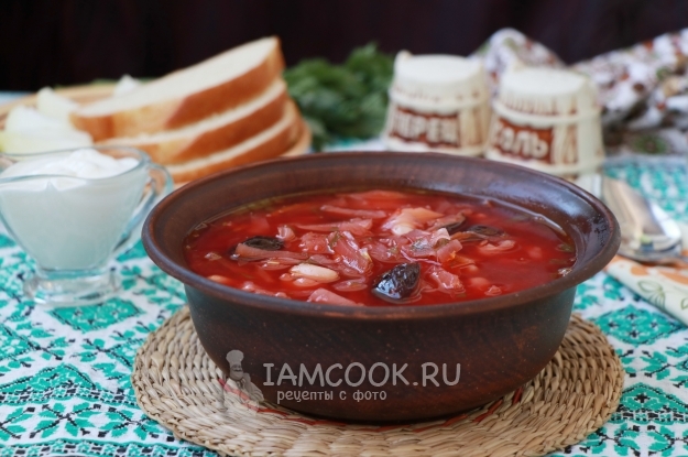 Рецепт борща с фасолью и черносливом