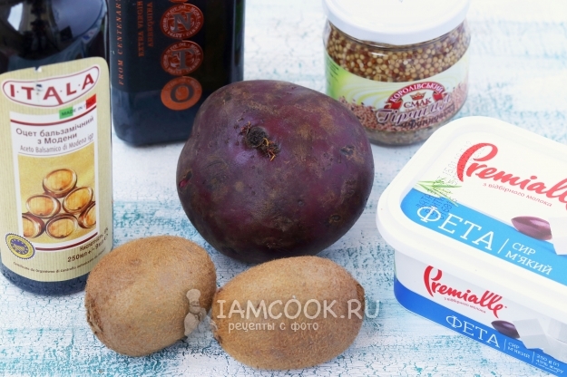 Ингредиенты для салата из свеклы с киви и сыром фета