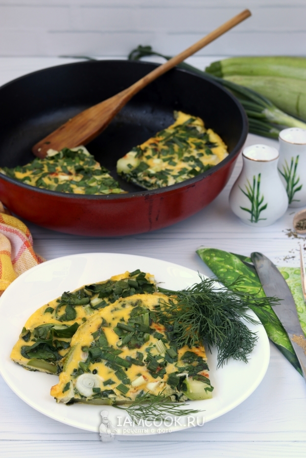 Рецепт омлета с кабачком и шпинатом