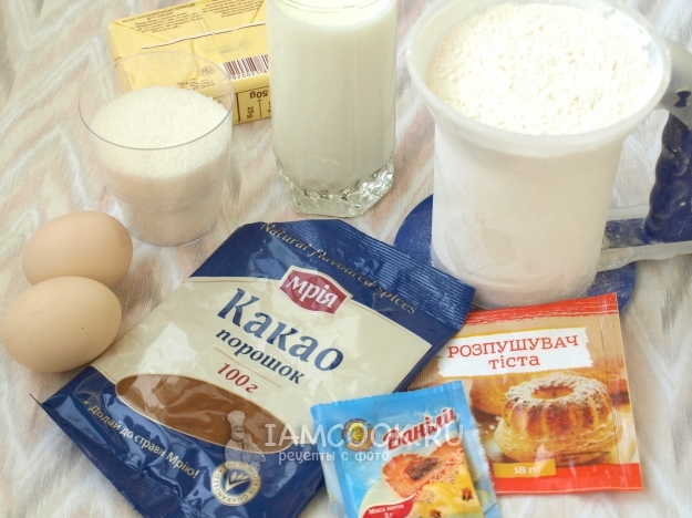 Ингредиенты для кекса «Зебра» на кефире