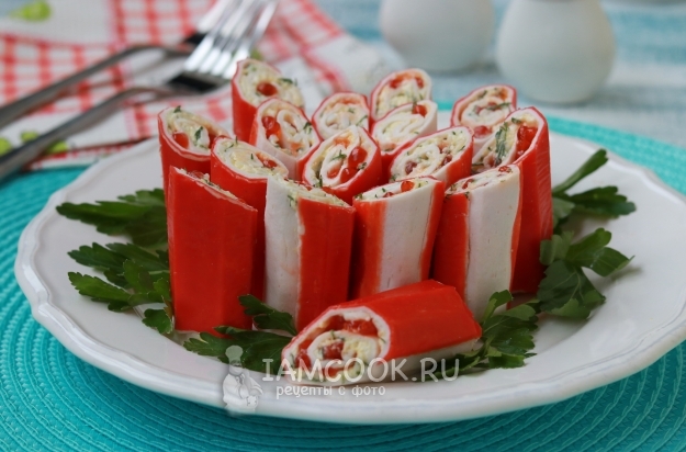 Рецепт крабовых палочек, фаршированных красной икрой