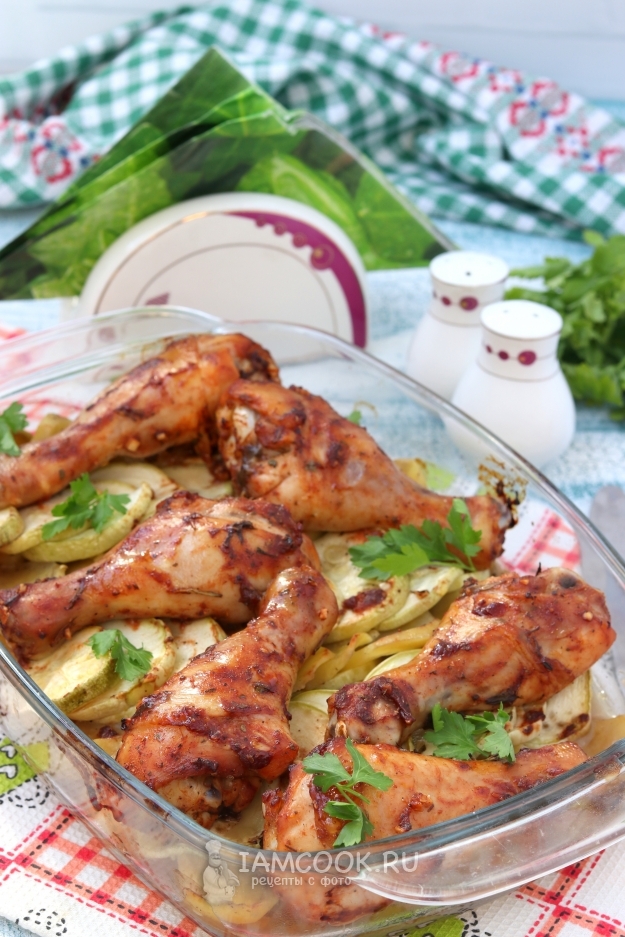 Рецепт куриных голеней с кабачками и картофелем