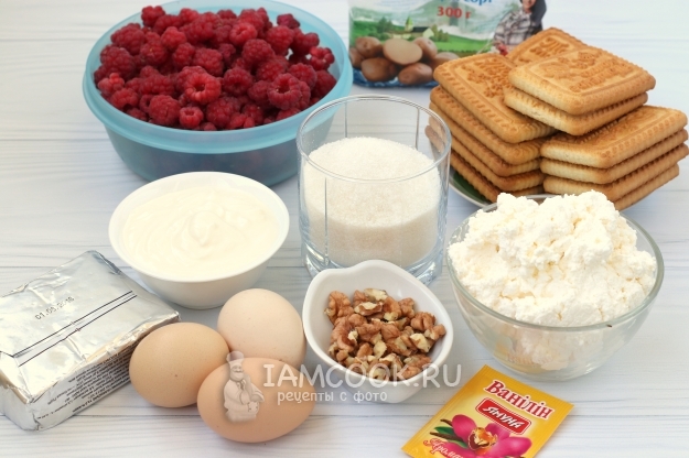 Ингредиенты для малинового чизкейка