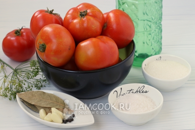 Ингредиенты для сладких маринованных помидоров половинками