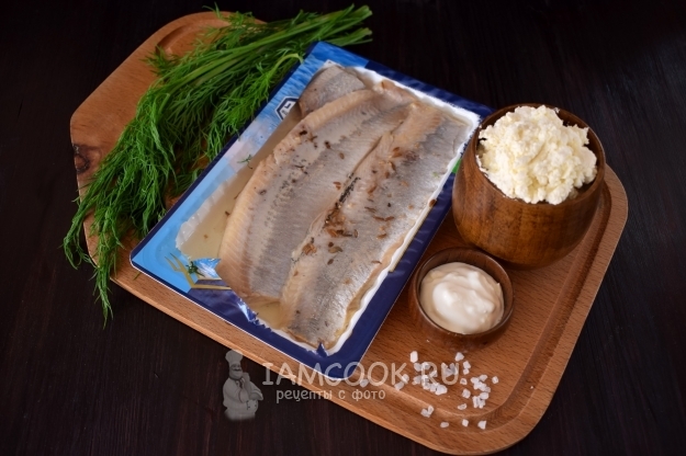 Ингредиенты для форшмака с творожным сыром