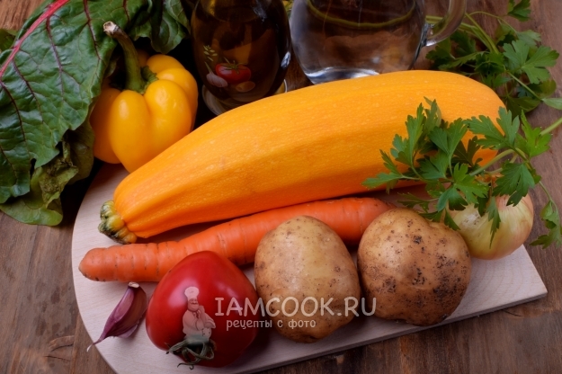 Ингредиенты для постного супа из кабачков
