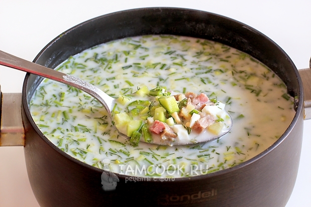 Фото окрошки с мясом на кефире