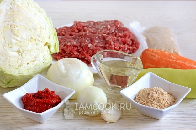 Ингредиенты для ленивых голубцов с пшеничной крупой