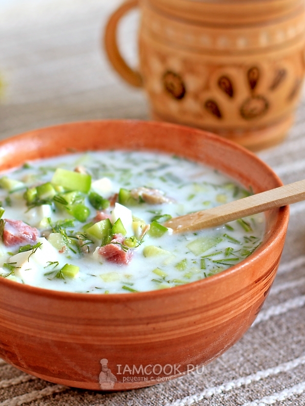 Рецепт окрошки с мясом на кефире