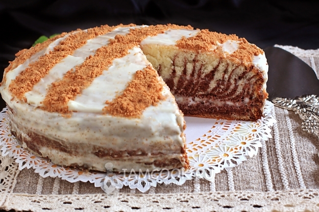 Фото торта «Зебра» без сметаны