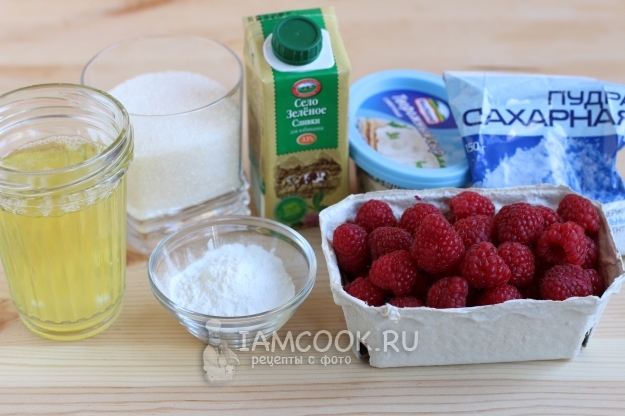 Ингредиенты для меренгового рулета с малиной