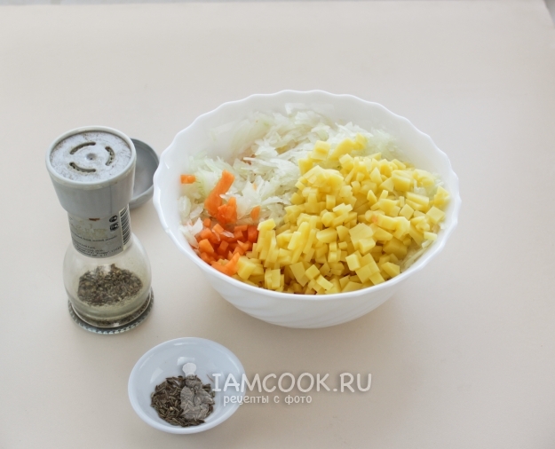 Соединить овощи