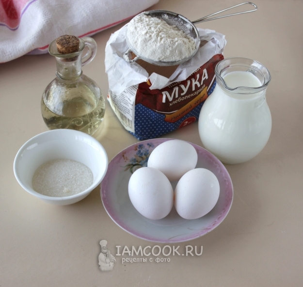 Ингредиенты для бархатных блинчиков