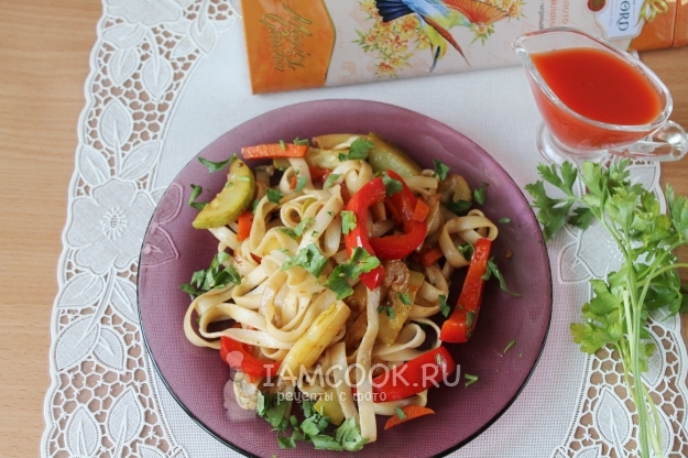 Рецепт удон со стручковой фасолью по-японски