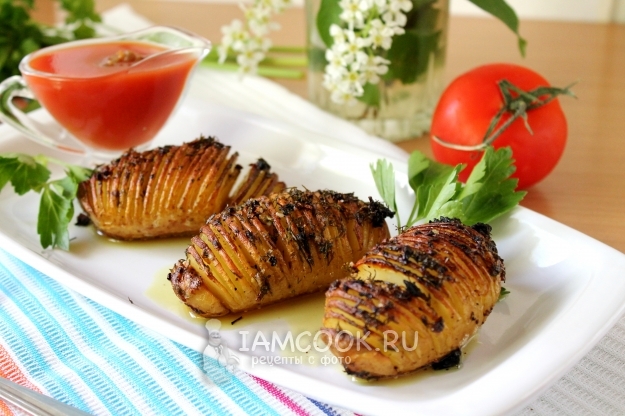 Рецепт картошки-гармошки с чесноком и укропом в духовке