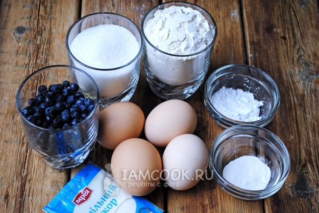 Ингредиенты для бисквитного пирога с черникой