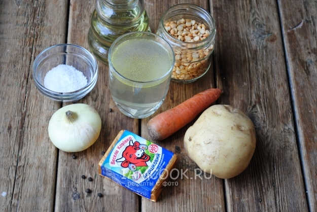 Ингредиенты для горохового супа с плавленым сыром