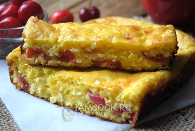 Фото творожной запеканки с черешней