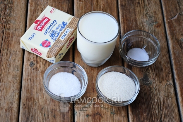 Ингредиенты для манной каши для ребенка