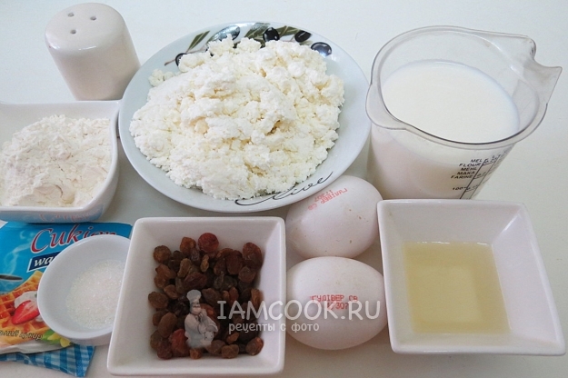 Ингредиенты для налистников с творогом, запеченных в духовке