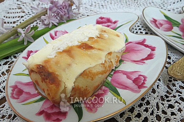 Готовые налистники с творогом, запеченные в духовке