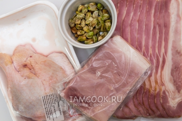Ингредиенты для террина из утки с ветчиной