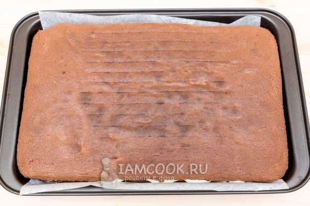 Рецепт шоколадного бисквитного пирога с творожным муссом