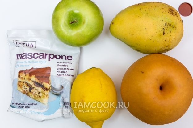Ингредиенты для легкого фруктового десерта с маскарпоне