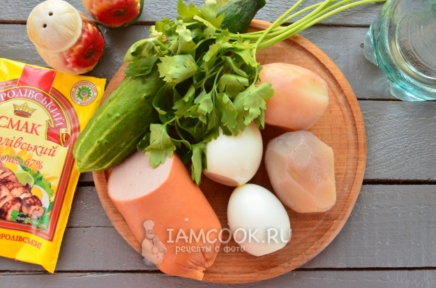 Ингредиенты для окрошки на майонезе и воде