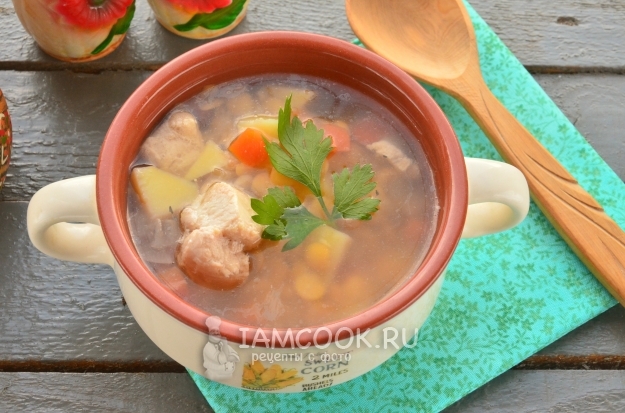 Рецепт горохового супа с курицей в мультиварке