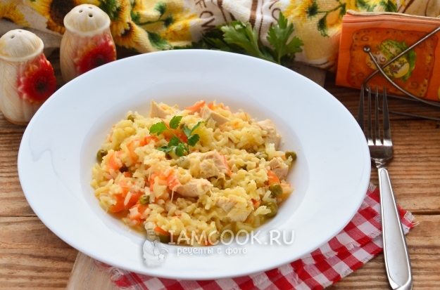 Рецепт ризотто с курицей и овощами (фьюжн)