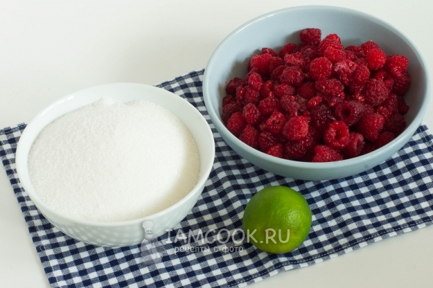 Ингредиенты для малины, перетертой с сахаром и лаймом