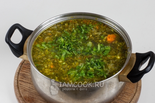 Положить зажарку и щавель в суп