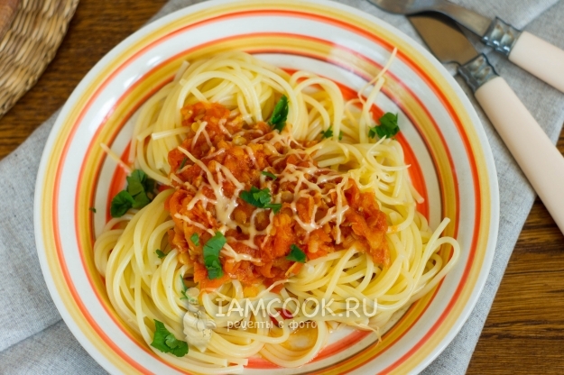 Рецепт чечевичной подливы к спагетти