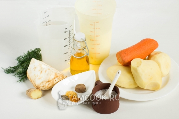 Ингредиенты для картофельного супа-пюре с корнем сельдерея