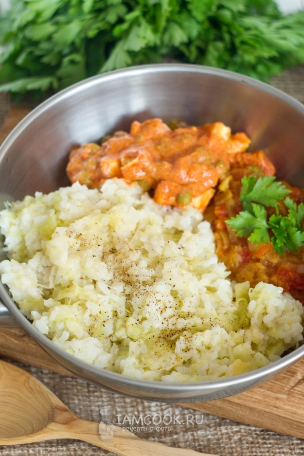 Рецепт сырного риса с кабачками
