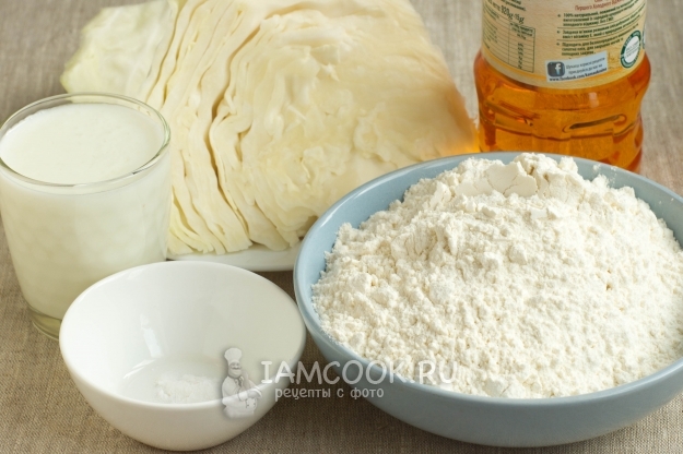Ингредиенты для пирожков с капустой на кефире в духовке