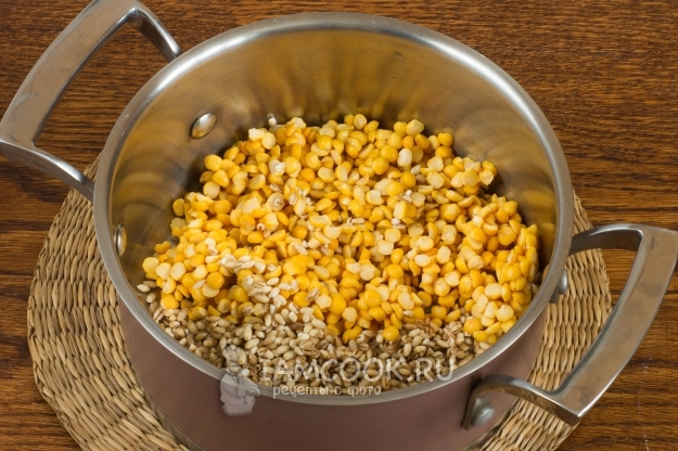 Соединить горох и перловку