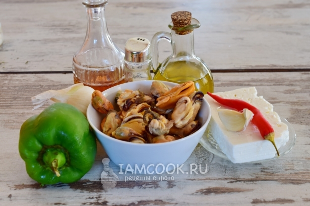 Ингредиенты для мидий в соусе Саганаки