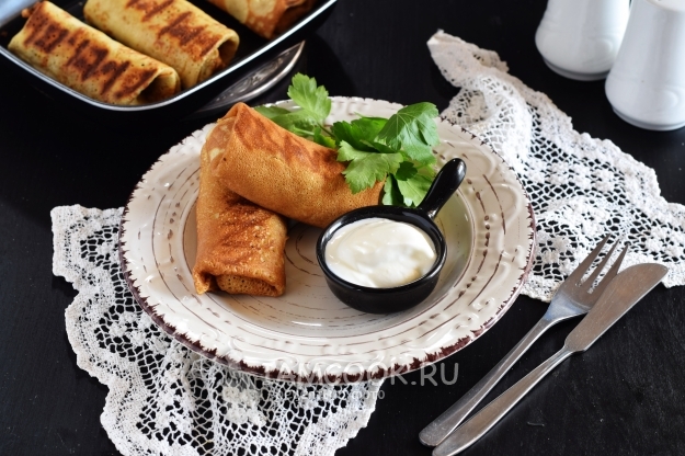 Рецепт блинчиков с грибами и яйцом