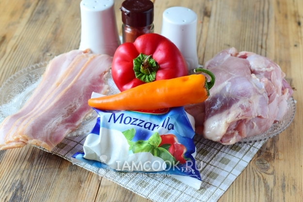 Ингредиенты для куриных рулетиков с болгарским перцем и моцареллой